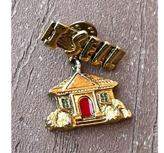 Home House Gold Tone Vintage Jewelry Lot of 2 Lapel Pins Bracelet Realtor Realty