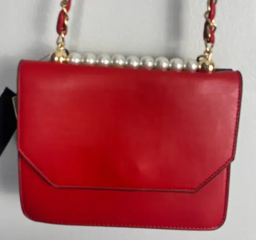 Badgley Mischka NEW Double-Sided Crossbody Bag black red with red strap