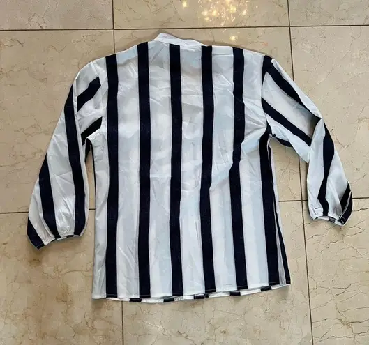 Navy and White Striped Longsleeve Blouse Sz Small Blue