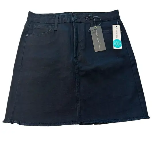 Just Black Size M Tatiana A-Line Denim Mini Skirt Black Frayed Stitch Fix NWT