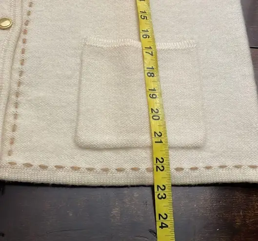 Karen Scott 100% wool cardigan sweater Cream Gold tone buttons Size M Classy - Image 9