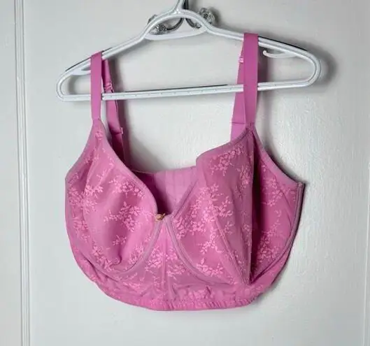 Cacique Lace Demi Bra Women's 42 G Barbie Pink Full Coverage Underwire