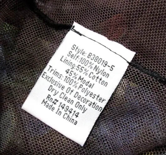 Johnny Was NWT BIYA Sheer Printed Mesh Shift Embroidered Dress w/ Slip M