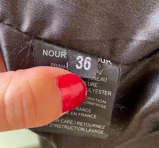 Nour Hammour Erin army green studded leather Biker jacket size FR 36 US 2 4 XS S