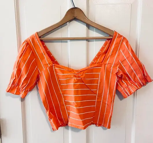 True Destiny NWT orange white striped Latin festival crop top