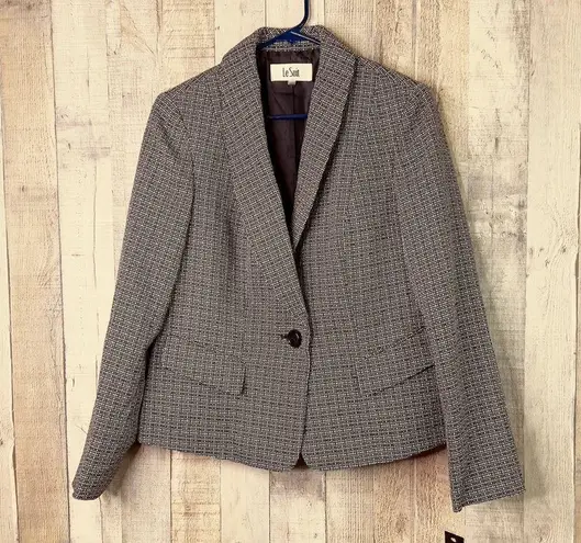 Le Suit Size 8 Black & White Long Sleeve Lined 1 Button Closure Jacket B…