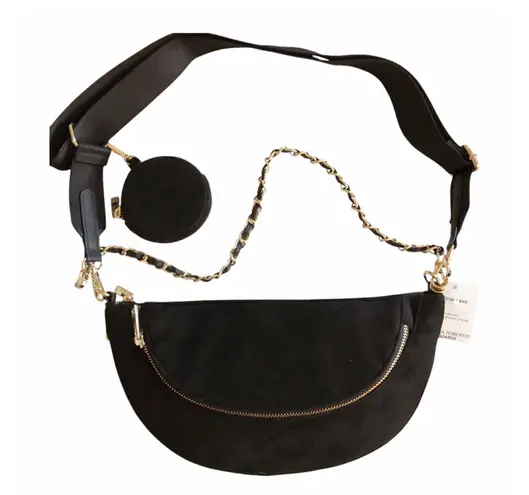 Sondra Roberts Black Faux Suede 3 Way Bag