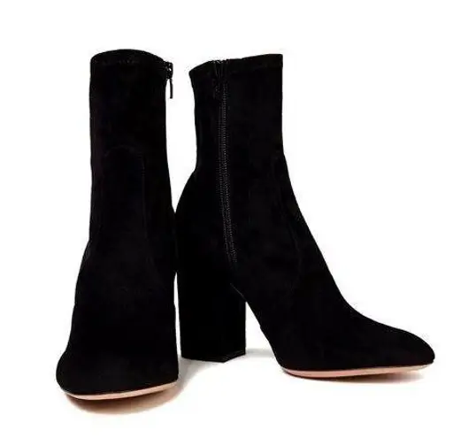Valentino Garavani Valentino • Stretch-Suede Sock Boots ankle booties block heeled zip leather