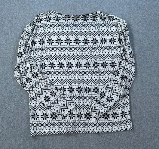 Tommy John Pajama Top Womens Medium Black/White Long Sleeve Winter Lounge Casual White