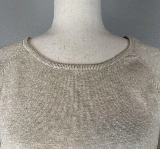 J. McLaughlin Womens Contrast Sweater Size XL Beige Gray Cotton Modal Elbow Patch