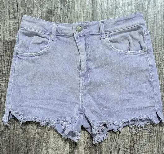 Zenana Outfitters Lavender Garment Dyed Frayed Denim Shorts M | Cottagecore Pastel Casual