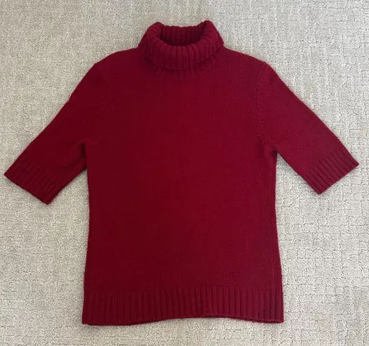 Lauren Ralph Lauren Cashmere wool blend short Sleeve Turtleneck red cherry Size M