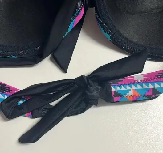 XL halter bikini top XL Aztec print halter bikini top removable straps Black