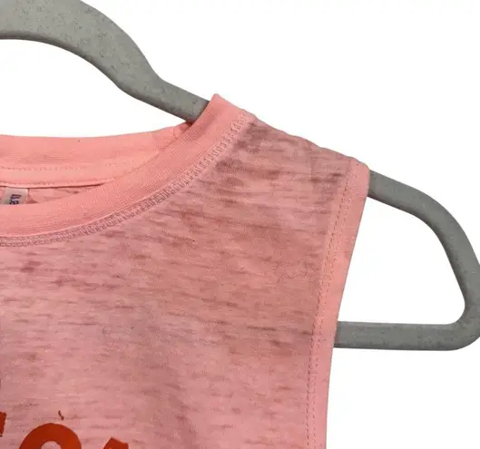 Hooters Women’s Sz M Palm Tree Orange Pink Crop Top Sleeveless Beach Club 1983