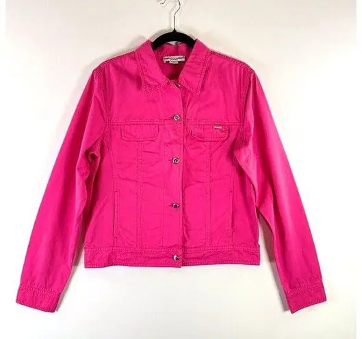 VINTAGE Escada Womens Jacket Pink Button Up Denim Trucker Long Sleeve 40 US XS - Image 1
