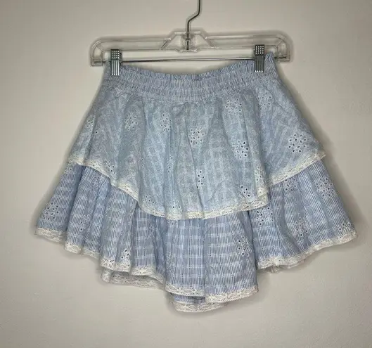 American Eagle  tiered eyelet detail skort in light blue Picnic Cottage-core Sz S