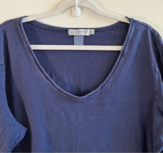 Fresh Produce Top Navy Blue V Neck Long Sleeves Tee Shirt Sz XXL GUC Rolled Hem