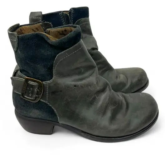 Fly London | 7.5 | Mes 2 leather ankle boots grey booties womens buckle