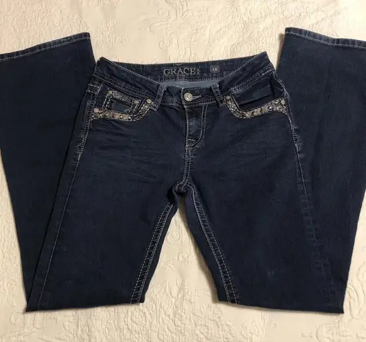 GRACE IN LA Y2K Low Rise Bootcut Jeans, Size 1/2