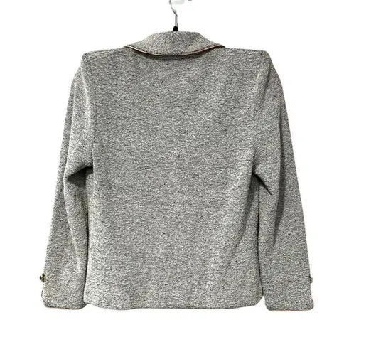 St. John Collection Long Sleeve Tweed Collared Blazer Gray Sz 2