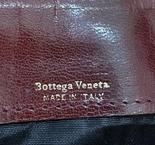 Bottega Veneta Vintage Made in Italy Bordeaux Leather Wristlet Pouch Bag