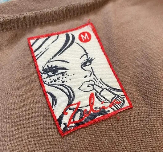 Vintage Y2K Rhinestone Pop Art Custo Barcelona Style Mini Dress Size Medium Tan