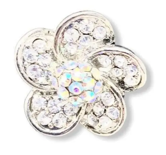 Crystal Cluster Flower Aurora Borealis Center Stud Earrings NOS New Blingy