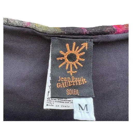 Jean Paul Gaultier Soleil Fuzzi Black Floral Print Mesh Bodycon Dress Medium