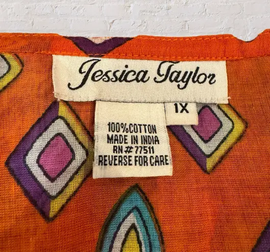 Jessica Taylor Vintage Paisley Tunic Dress Boho Embellished Lace Up Asymmetrical Whimsical 1X