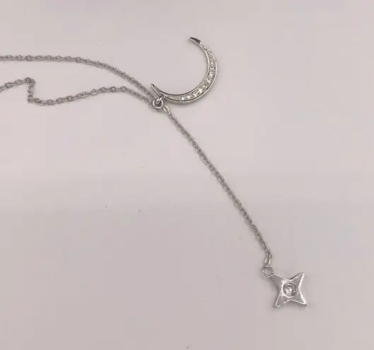 The Moon Lili Claspe Silver Tone Rope Star Lariat Necklace Box of Style