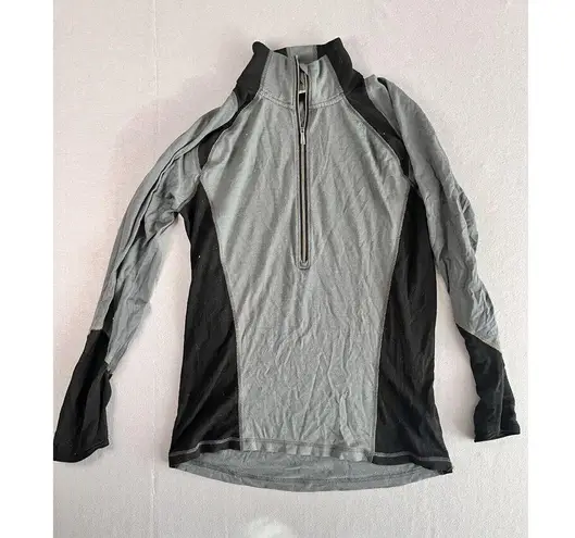 Smartwool Gray/Black Half Zip 1/2 Zip 100% Wool Womens Size