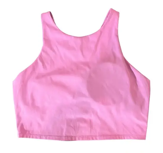 Women's Pink Padded Activewear Crop Top with Built in Bra Size Large
