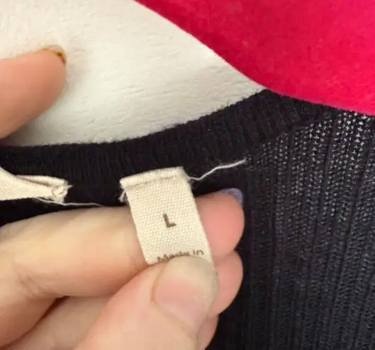 Soft Surroundings Women’s Large Black Ribbed Cardigan Sweater