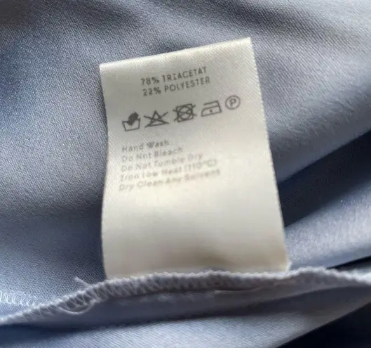 Nanushka Siwa Dress Wrap Long Sleeve Satin Light Blue Size Medium