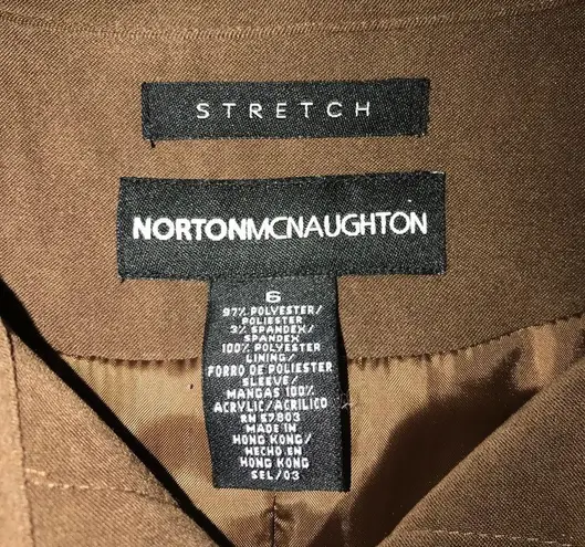 Norton Mcnaughton STRETCH BROWN JACKET SIZE 6