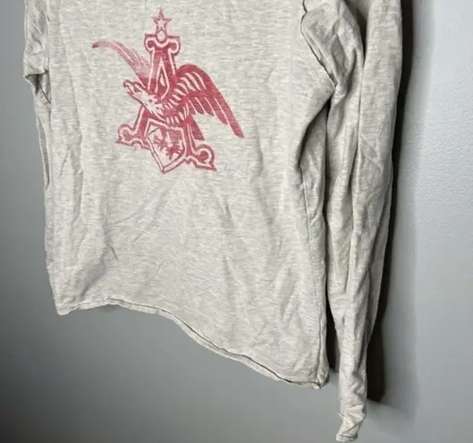 ANHEUSER BUSCH WOMEN MEDIUM GRAY BIG SHRUG NECK LOGO HOODIE SWEATSHIRT medium