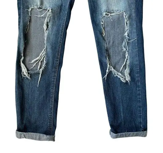 Vintage Reunion Rewash women's juniors 9 stretchy med wash ripped cuffed jeans
