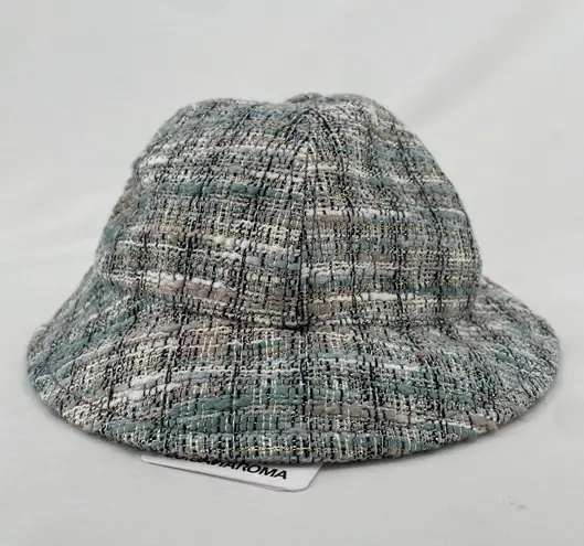 NEW Maison Michel Paris Mara Tweed Bucket Hat Golden Multi Blue White Size M Size M