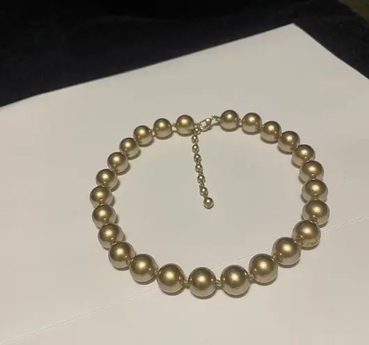 Monet Women’s Signed  Beaded Necklace Gold Tone Clasp - Faux Pearl Chunky Bead