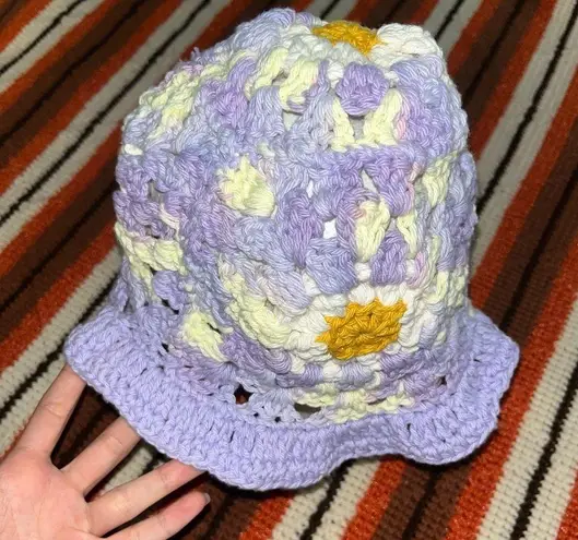 Daisy Hand Crochet  Puff Flower Bucket Hat