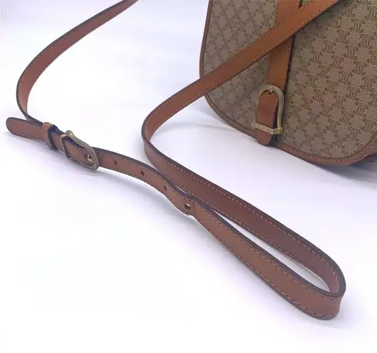 CELINE • vintage Macadam Triompe canvas and leather shoulder bag