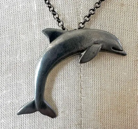 Nathaniel Pewter Dolphin pendant Necklace Silver