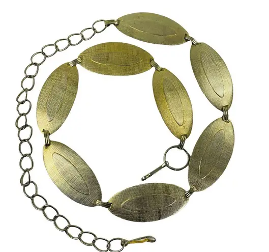 Vintage Chain Belly Band Belt Necklace Gold Tone Metal Oval Shaped Links u