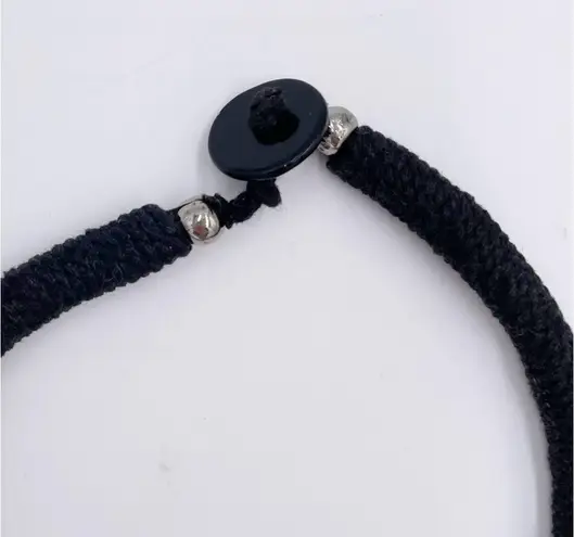 Vintage Metal Loop Black Cord Rope Statement Necklace Chunky Steampunk Brutalist