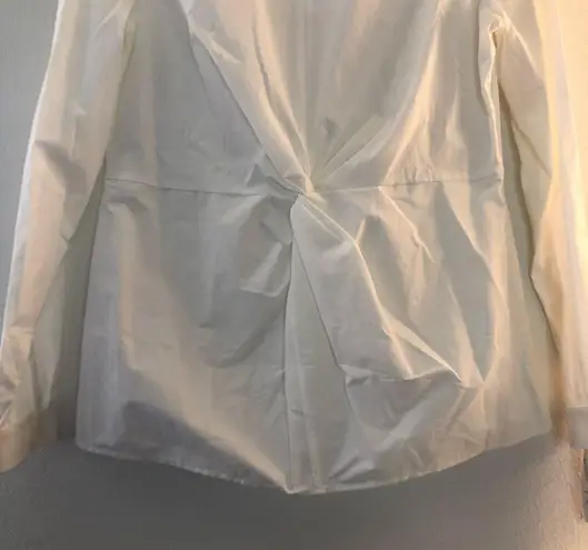 Peter Nygard Blouse White V Neck Twist Front Long Sleeve Sz 10 NWT Professional