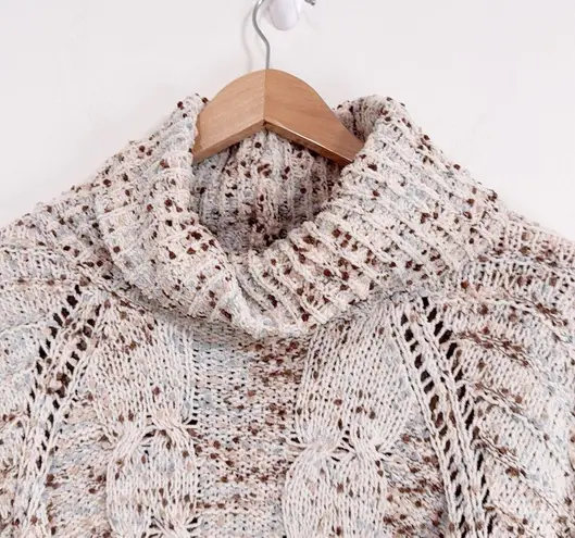 Moon & madison Women’s Confetti Cream Cowlneck Chenille Cable Knit Sweater XS