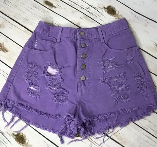 Bongo 🌴 Vintage High Rise Ripped Purple Shorts