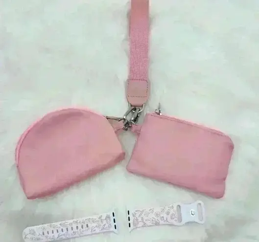 Pink Dream Bundle Dual Power pouch Wristlet w/ Pink Floral Band for Apple Watch