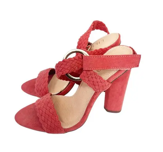 Liliana Orange Faux Suede Braided Strappy Heels Sz 5.5