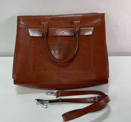 CLUCI Briefcase Work Bag Purse Brwn Shoulder Vegan Leather Laptop Padded Pocket Brown